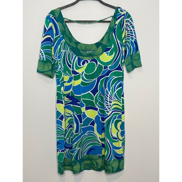 Lucidez Women’s XS (2) Green Blue Boho Shift Mini Dress - Picture 8 of 12